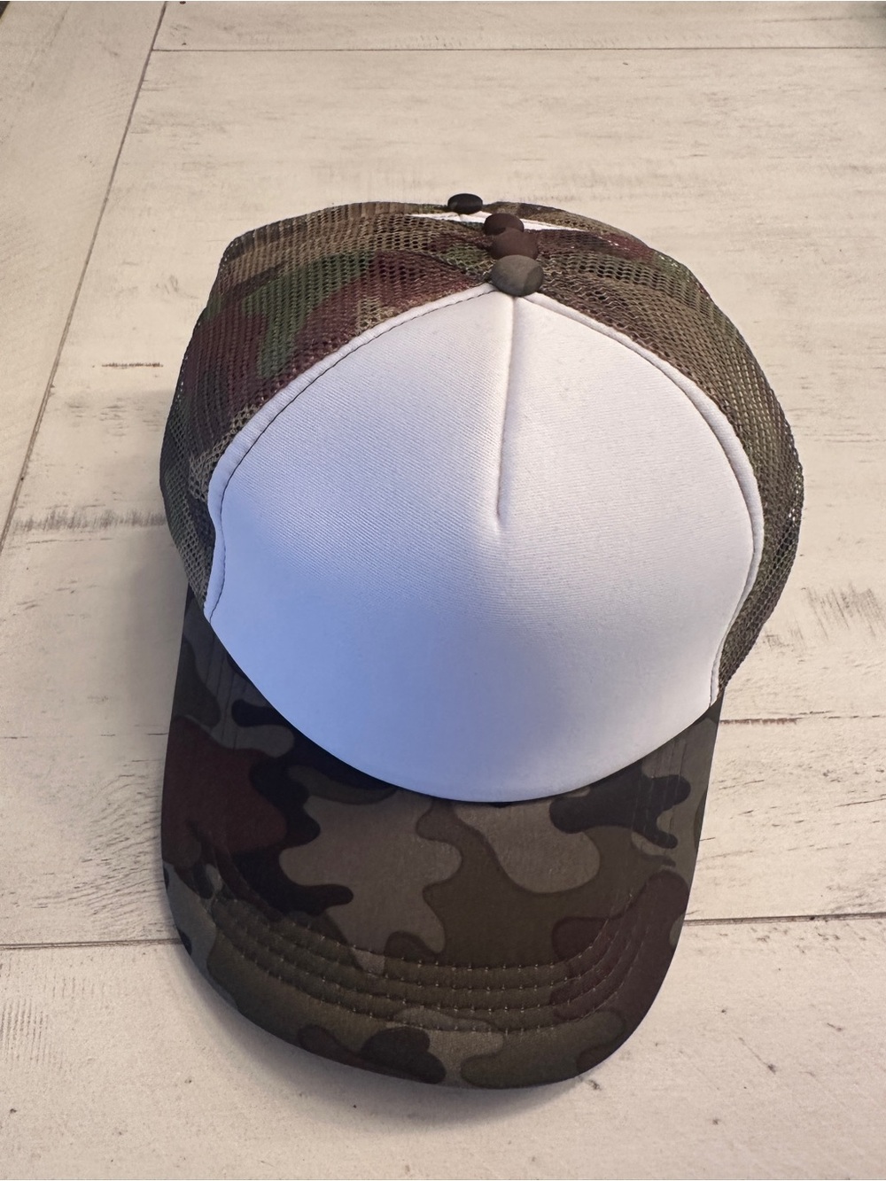 Source Unknown White Front Camo Mesh Trucker Hat